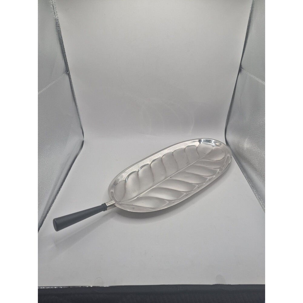 Vintage Silver Plate Banana Leaf Tray with Wood Handle Sheffield Silver Co. USA
